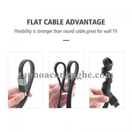 Ugreen 30112 5M màu Đen Cáp tín hiệu HDMI vỏ nhựa PVC cao cấp cáp dẹt HD120 30030112